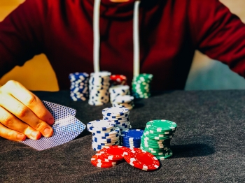 Man at casino with chips